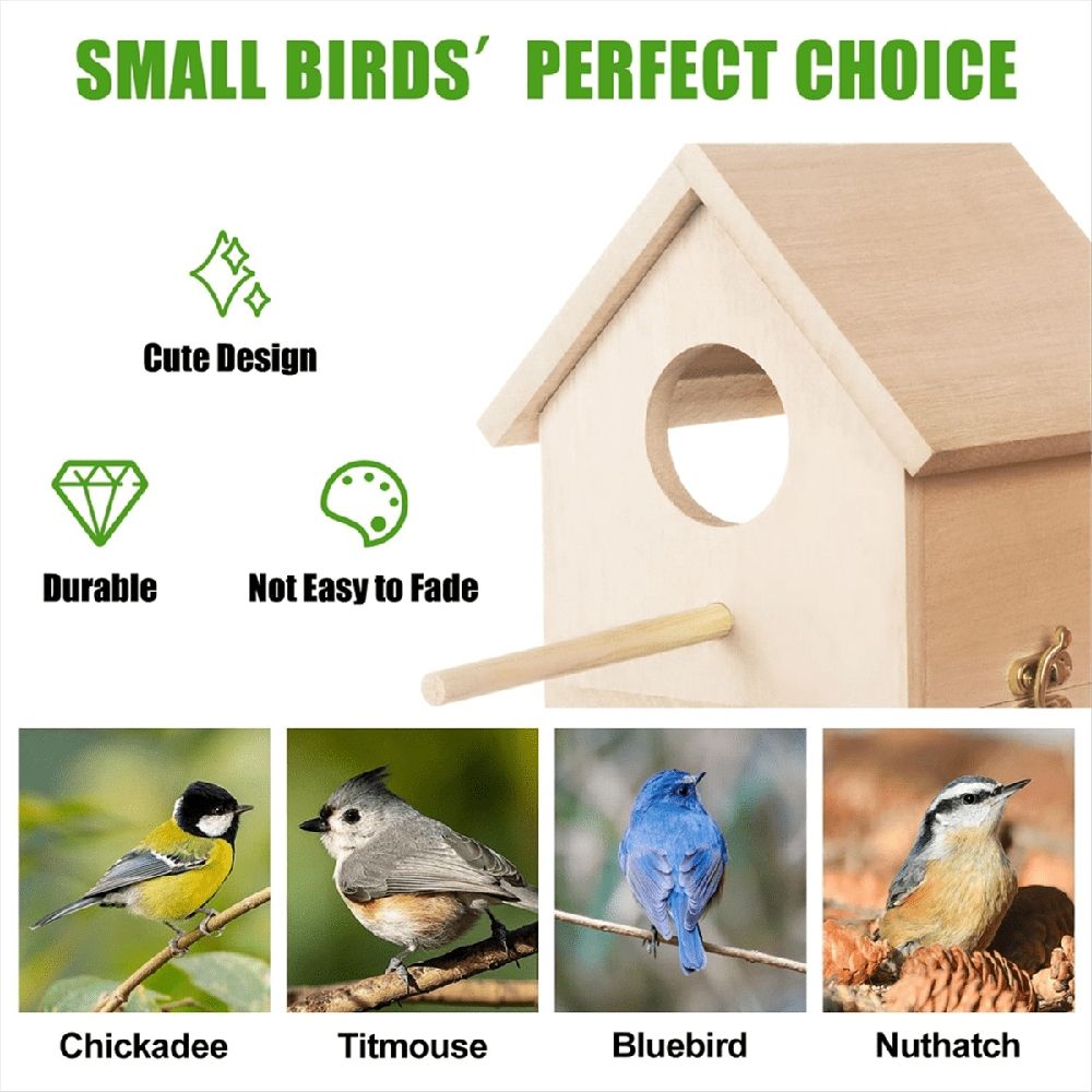 Outdoor Bird Houses Transparent Wooden Bird House for Outside,Hanging Birdhouse