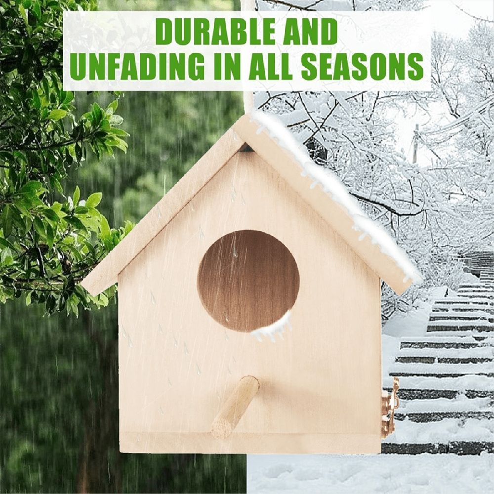 Outdoor Bird Houses Transparent Wooden Bird House for Outside,Hanging Birdhouse