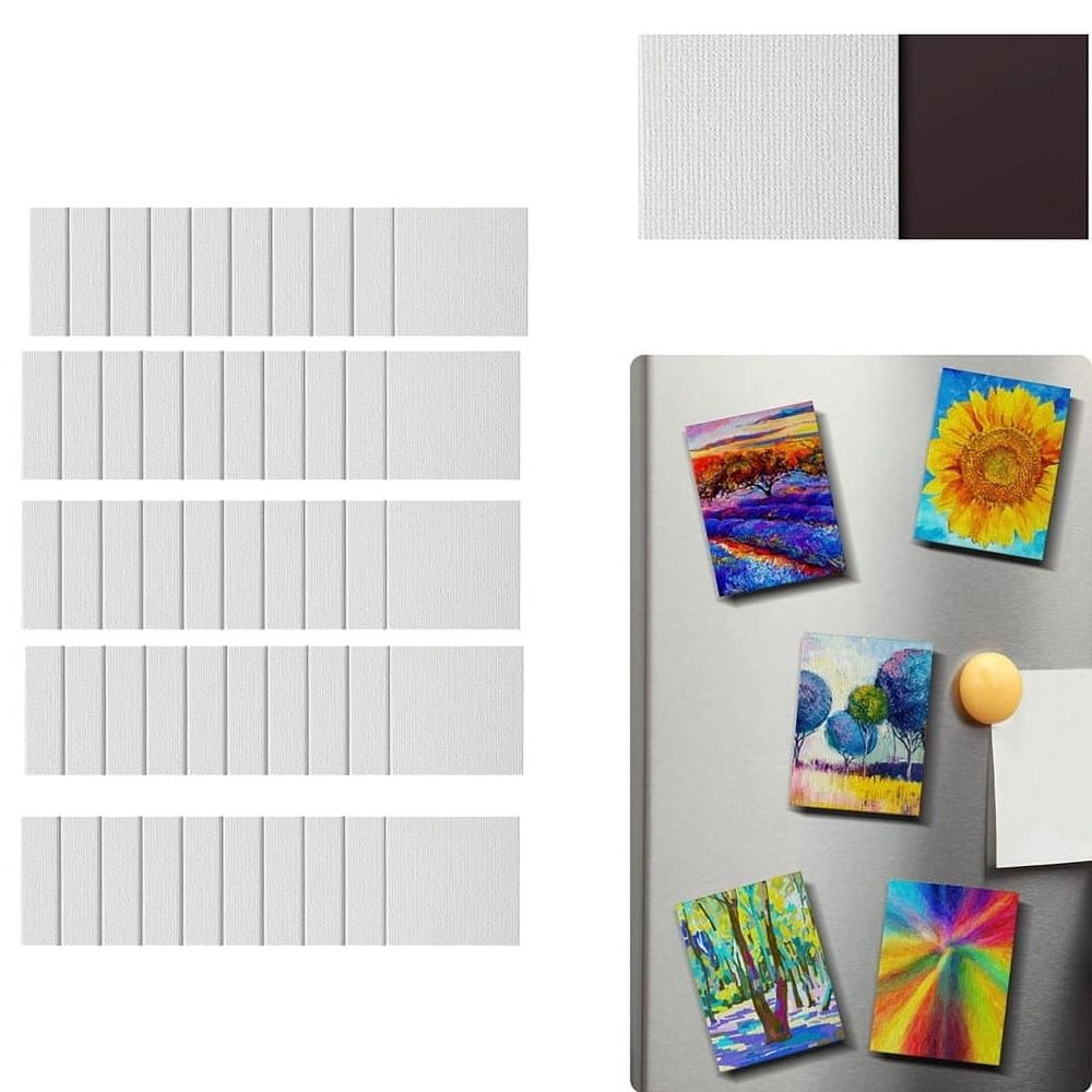 NEW 50 Pcs Magnetic Painting Canvas Panel Mini Boards Blank Canvases for Art Gift DIY Decor