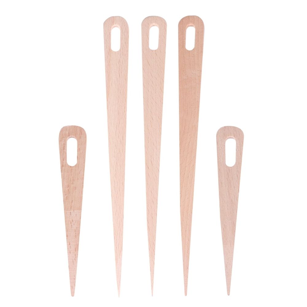 5pcs Wood Knitting Fork Needle Beige for Weaving Shaping Needle Craft Making Tools