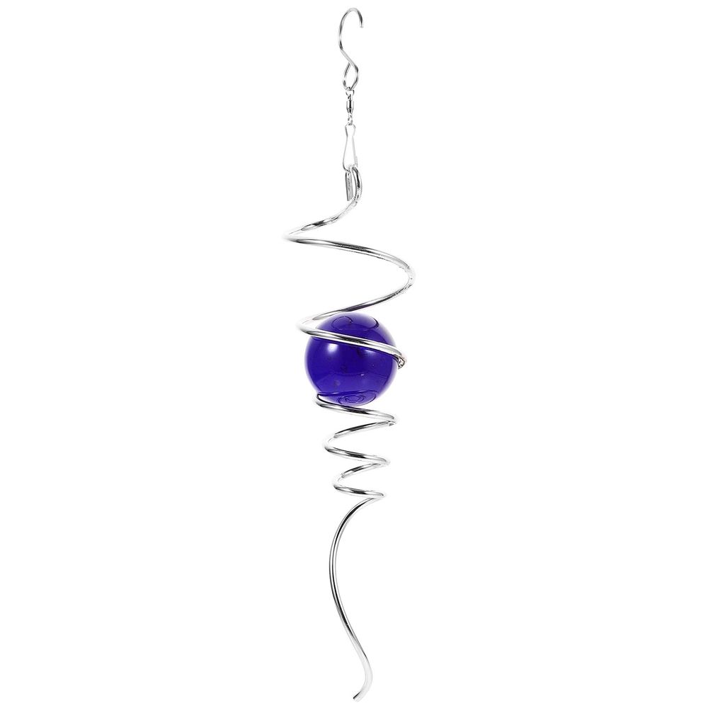 1Pack Blue Glass Gazing Ball Spiral Tail Decorative Wind Gazing Ball Ornament 18.9X2.75X2.75in