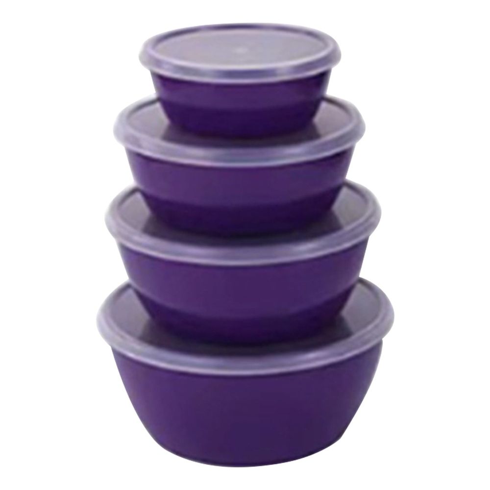 4-Piece Plastic Prep Bowls with Lids, Nesting Plastic Small Mixing Bowl Set for Mixing, Baking, Prepping, Cooking and Serving Food, Microwave and Dishwasher Safe