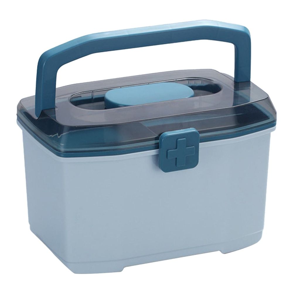 1 Pcs Plastic Storage Box, with Removable Tray, Blue Craft Organizer and Art Storage Box, Multipurpose Storage Container for Tools, Playdoh, Bead, Sewing, Medicine, Tackle, Art Supply