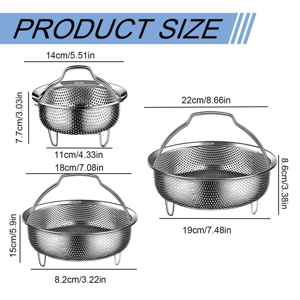 1 Pcs Stainless Steel Steamer Basket, Vegetable Steamer, Perforated Basket Steamer for Eggs and Small Vegetables, Compact Size Fits Most Pots, Oven and Dishwasher Safes