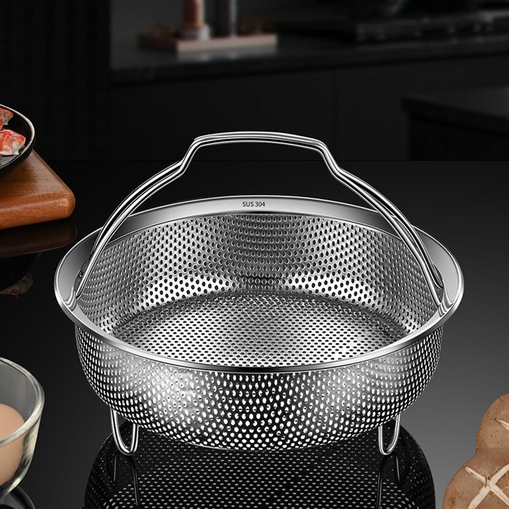 1 Pcs Stainless Steel Steamer Basket, Vegetable Steamer, Perforated Basket Steamer for Eggs and Small Vegetables, Compact Size Fits Most Pots, Oven and Dishwasher Safes