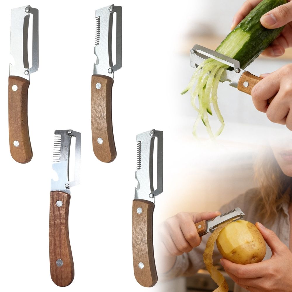 Multifunctional Peeler Set 4 Pieces Stainless Steel Blades Vegetable and Fruit Peelers with Ergonomic Handles Kitchen Tools for Potatoes Carrots and Apples