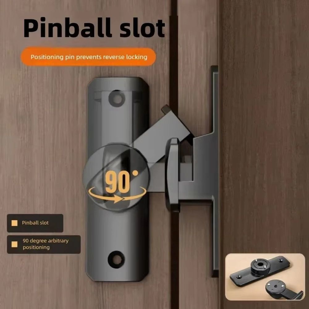 Gray 180 Degree Flip Barn Door Lock, Protect Privacy - Security Door Latch, Gate Latches Hardware for Barn Door, Bathroom, Cabinet, Window,Garden,Sliding Door