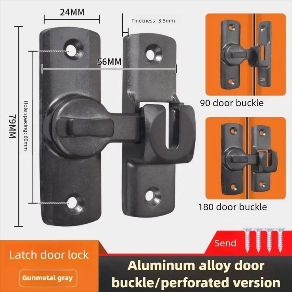 Gray 180 Degree Flip Barn Door Lock, Protect Privacy - Security Door Latch, Gate Latches Hardware for Barn Door, Bathroom, Cabinet, Window,Garden,Sliding Door