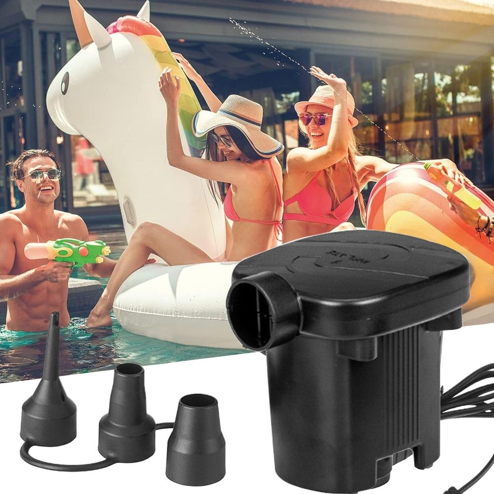 Inflatable Pump for Swimming Pool and Bed,Electric Air Pump with Universal Nozzle for Fast Inflation and Deflation, Lightweight Portable Household Pump for Indoor Use