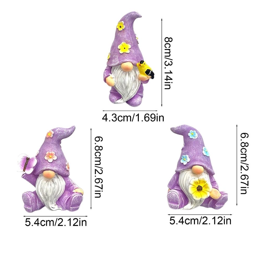 3 Pack Easter Gnome Decoration Resin Desktop Ornaments Cute Gnomes for Balcony Potted Plants Spring Holiday Gift Home Decor