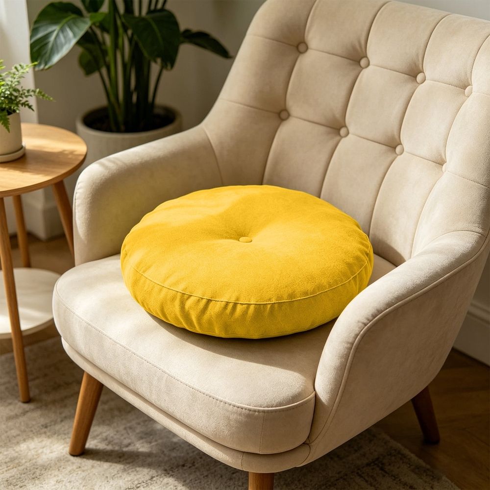Large Round Floor Cushion Pillow Soft Thick Sitting Pad for Living Room Sofa Bedroom Indoor Relaxation Reading Napping Daily Use