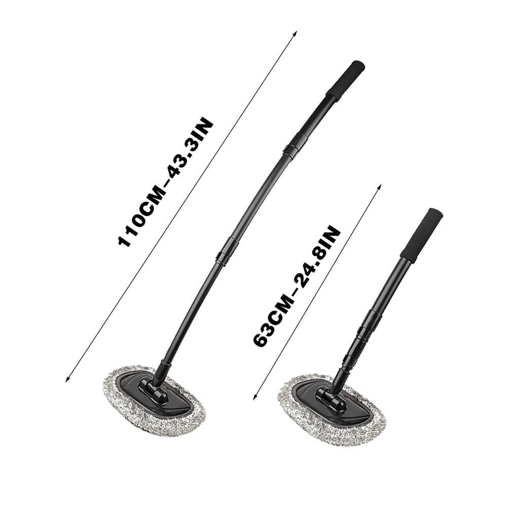 Extendable Curved Rod Car Wash Mop Soft Fiber Brush Head Auto Cleaning Tool Adjustable Length Vehicle Body Wheel Roof Washing Accessory Won’t Scratch Car Paint Household Car Care Cleaning Supplies