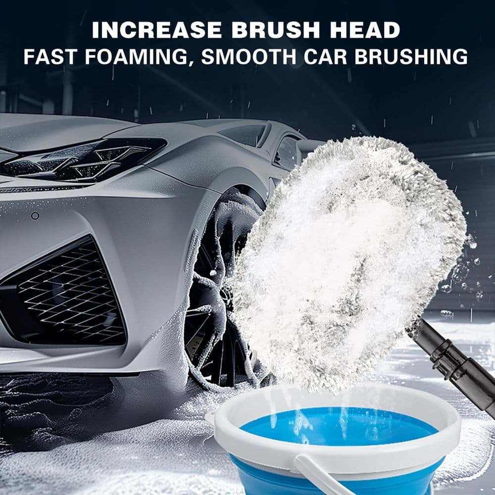 Extendable Curved Rod Car Wash Mop Soft Fiber Brush Head Auto Cleaning Tool Adjustable Length Vehicle Body Wheel Roof Washing Accessory Won’t Scratch Car Paint Household Car Care Cleaning Supplies