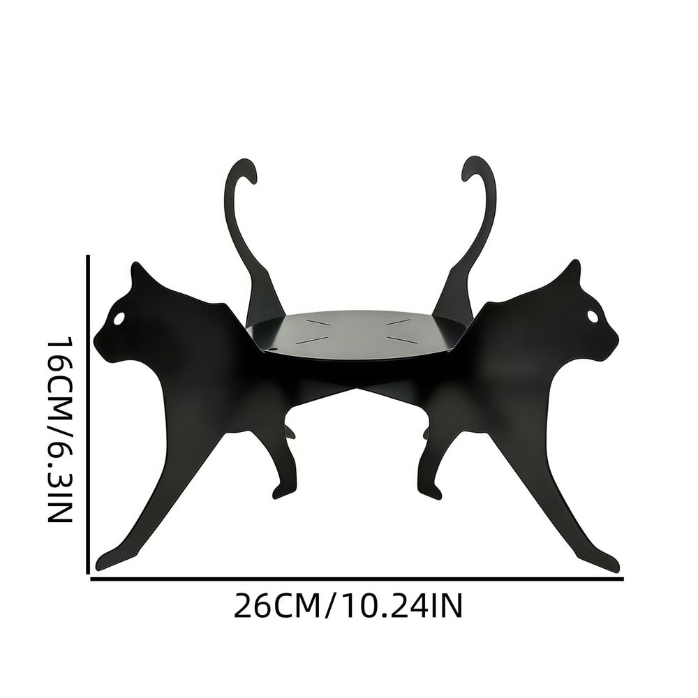 Creative Cat Shaped Metal Plant Stand, Decorative Flower Pot Holder, Space Saving Indoor Outdoor Greenery Display Rack, Perfect Home Patio Living Room Organizer,Black