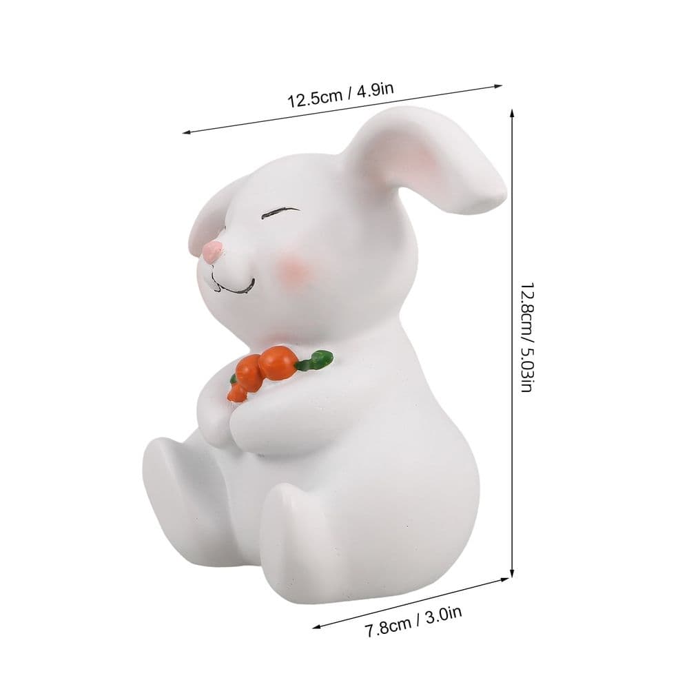 White Resin Rabbit Figurine Cute Easter Home Decor for Garden and Tabletop
