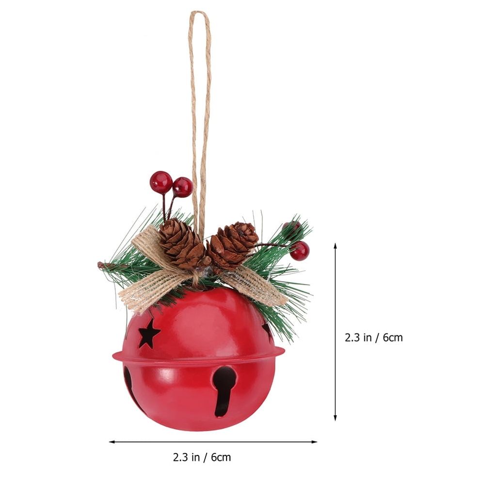 4-Pack Red Christmas Bell Ornaments Hanging Decorations for Xmas Tree Holiday Party Supplies
