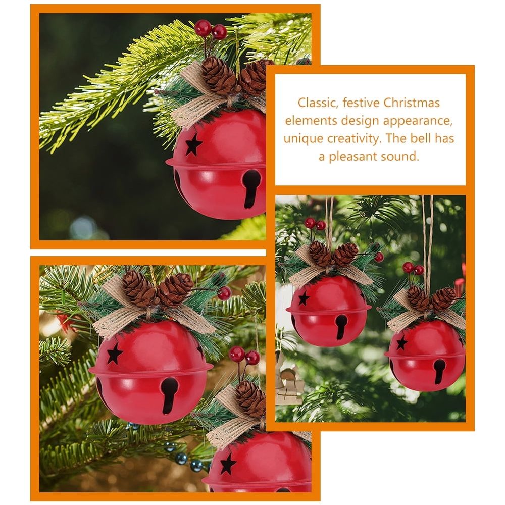 4-Pack Red Christmas Bell Ornaments Hanging Decorations for Xmas Tree Holiday Party Supplies