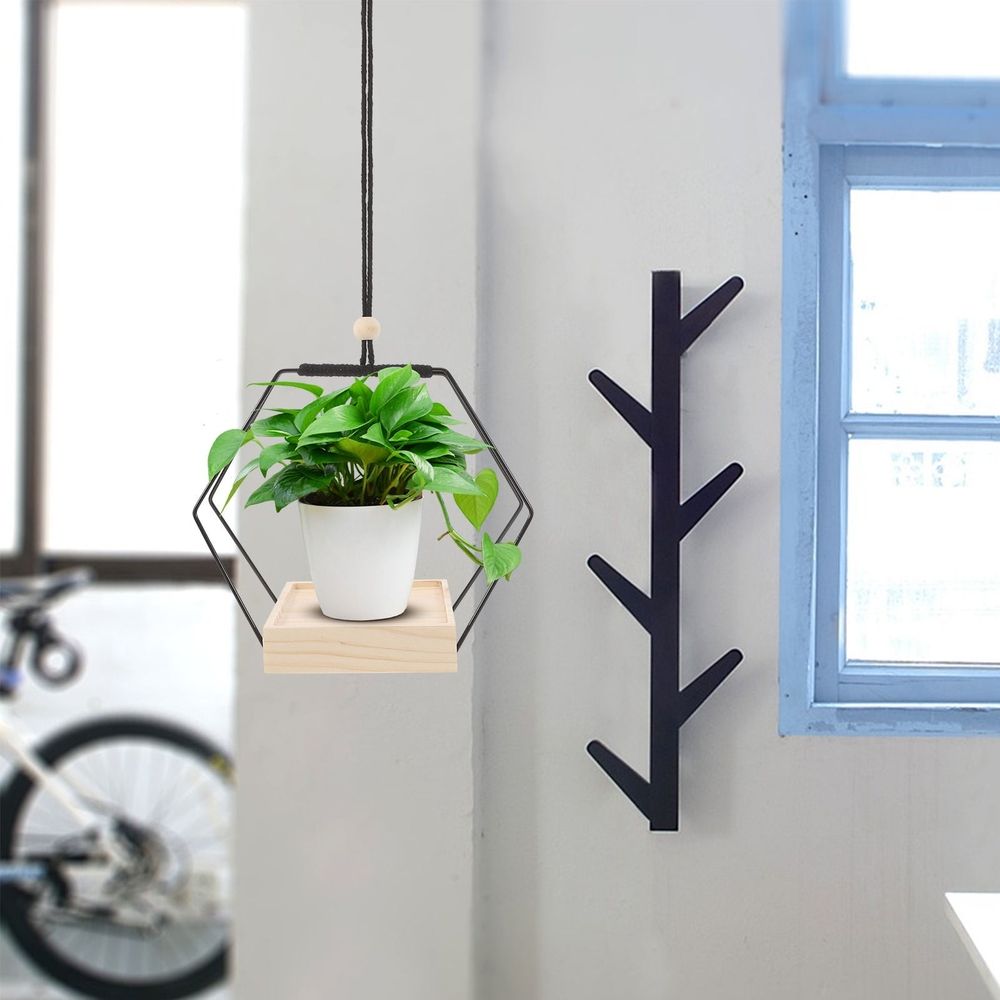 Indoor Hanging Planter Stand, Elegant Flowerpot Holder for Balcony and Home Decor