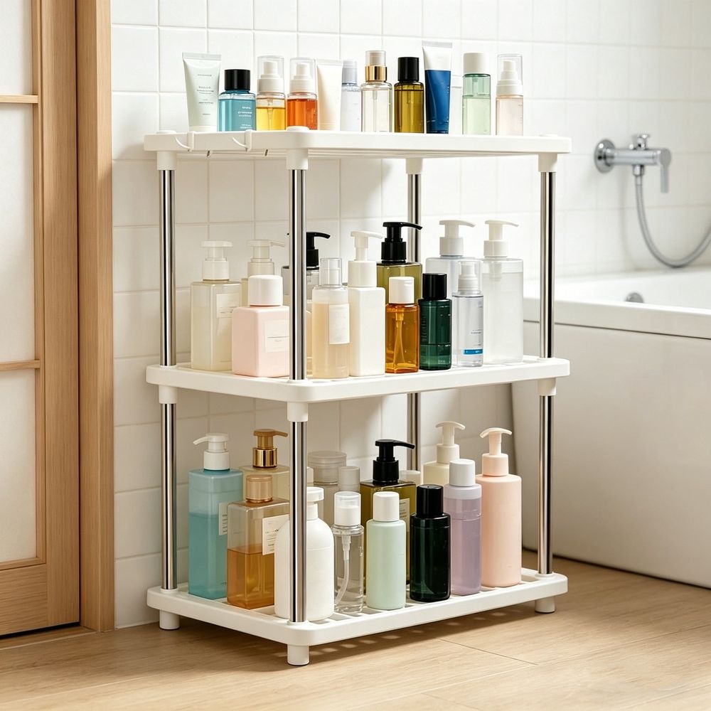 3 Tier Storage Shelves Independent Shelving Unit for Kitchen Pantry Bathroom Laundry Room Sturdy Plastic Organizing Rack