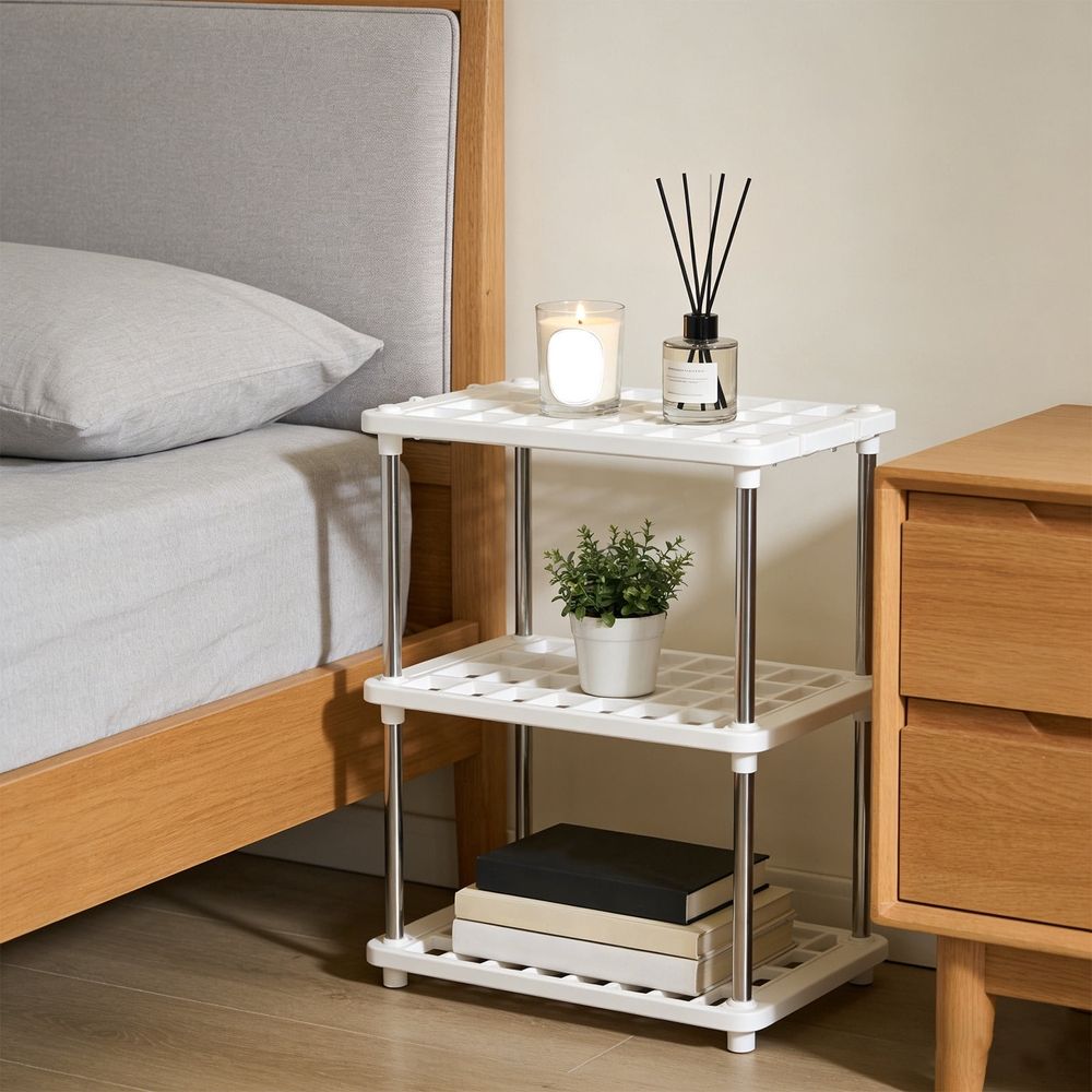 3 Tier Storage Shelves Independent Shelving Unit for Kitchen Pantry Bathroom Laundry Room Sturdy Plastic Organizing Rack