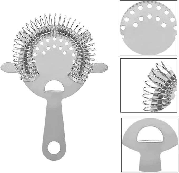1 Pack of Cocktail Strainer Stainless Steel Bar Cocktail Strainer Filtering Tool for Bar Restaurant Home