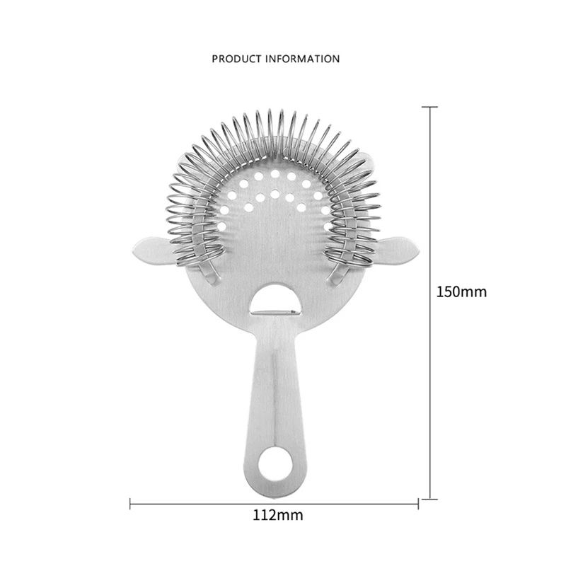 1 Pack of Cocktail Strainer Stainless Steel Bar Cocktail Strainer Filtering Tool for Bar Restaurant Home
