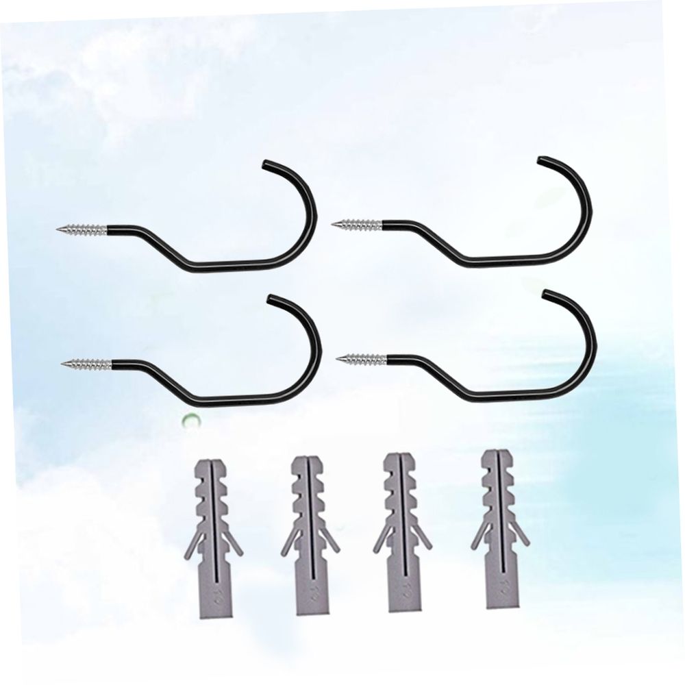 4Sets Black Bike Hook Heavy Duty Steel Storage Hook for Vertical Bike Wall Hanging