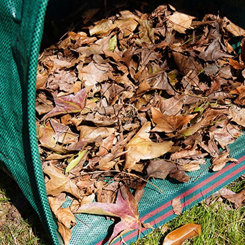 Green Leaf Bag Holder with Handles for Easy Garden Cleanup and Yard Waste Collection