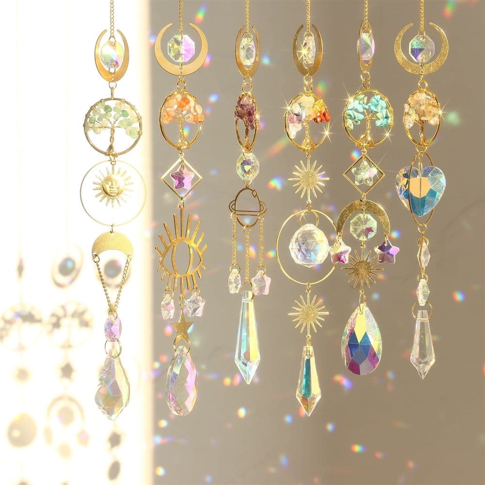 Sun Catcher Crystal Hanging SunCatchers Healing Crystals for Indoor Window, Home Decor, Car Charms