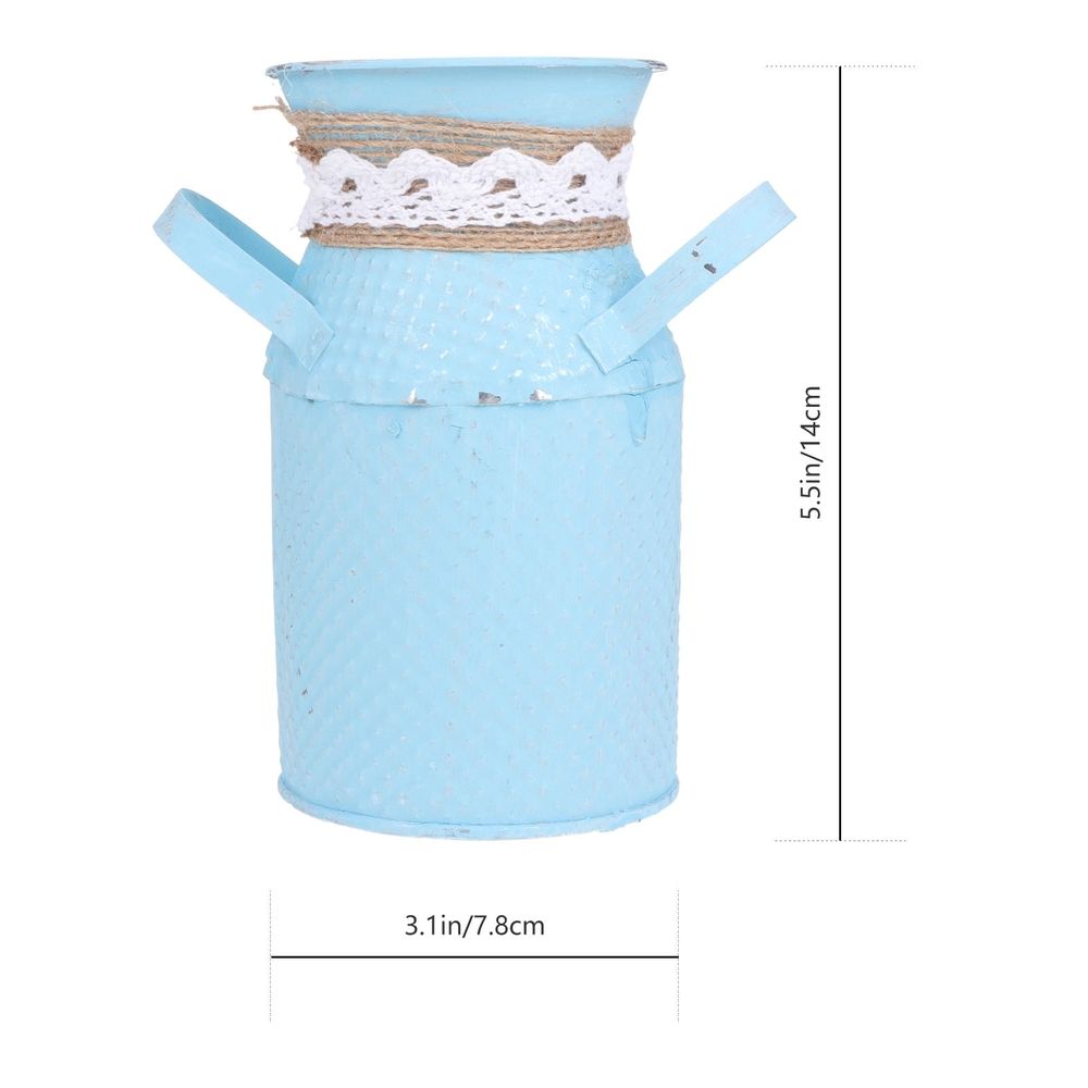 Round Iron Flowerpot Blue Classic Design Modern Rustic Planter Indoor Decoration Home Decor