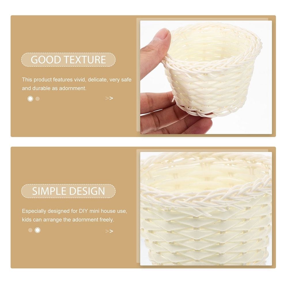 4-Pack Small White Woven Mini Baskets for Easter Decorations and Home Decor