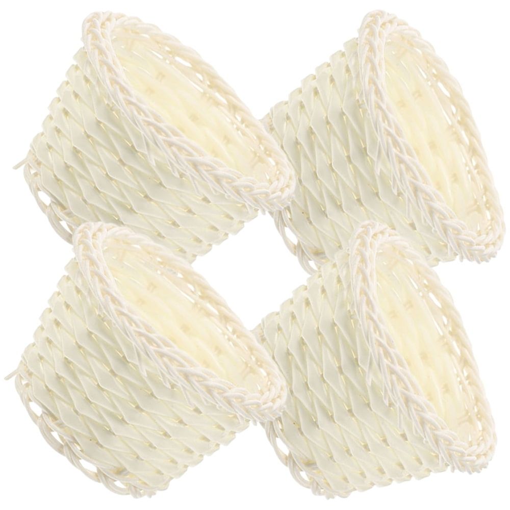 4-Pack Small White Woven Mini Baskets for Easter Decorations and Home Decor