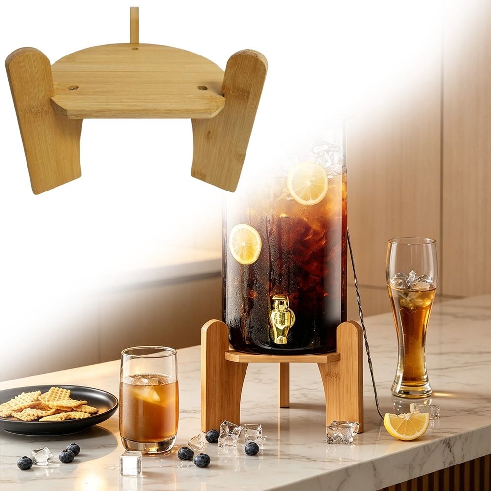 Wooden Beverage Dispenser Stand – Lemonade Stand & Drink Dispenser Base for Glass Containers – Reliable, Sturdy, Easy to Use – Ideal for Home Bar, Kitchen, Parties, Gatherings, Family Events