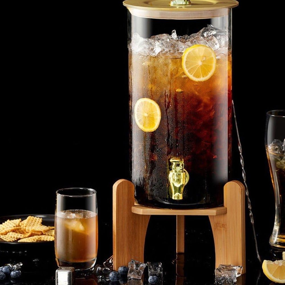 Wooden Beverage Dispenser Stand – Lemonade Stand & Drink Dispenser Base for Glass Containers – Reliable, Sturdy, Easy to Use – Ideal for Home Bar, Kitchen, Parties, Gatherings, Family Events