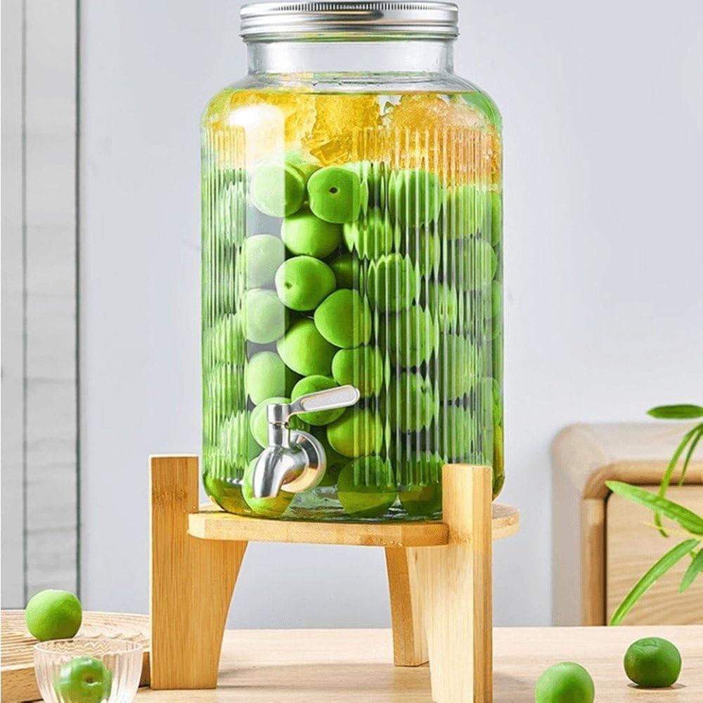 Wooden Beverage Dispenser Stand – Lemonade Stand & Drink Dispenser Base for Glass Containers – Reliable, Sturdy, Easy to Use – Ideal for Home Bar, Kitchen, Parties, Gatherings, Family Events