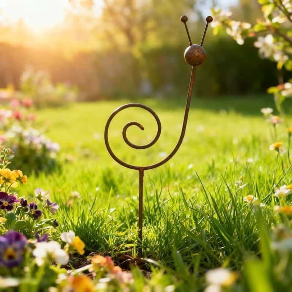 Metal Garden Stake Yard Art Sculpture Rustic Outdoor Lawn Ornament Weather Resistant Patio Porch Backyard Decor Heavy Duty Decorative Garden Statue Easy Install Landscape Accent