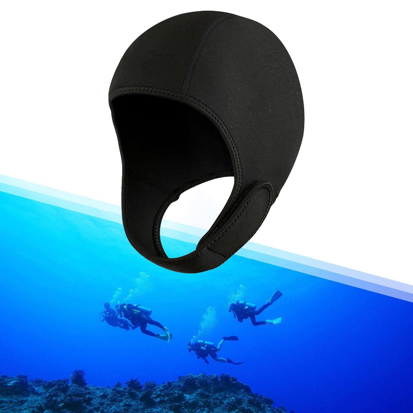 2 Pcs Diving Hood Thermal Wetsuit Hood Cap Swim Caps with Chin Straps Snorkeling Neoprene Surf Beanie 2 mm Diving Headgear for Men Women Sailing Water Sports