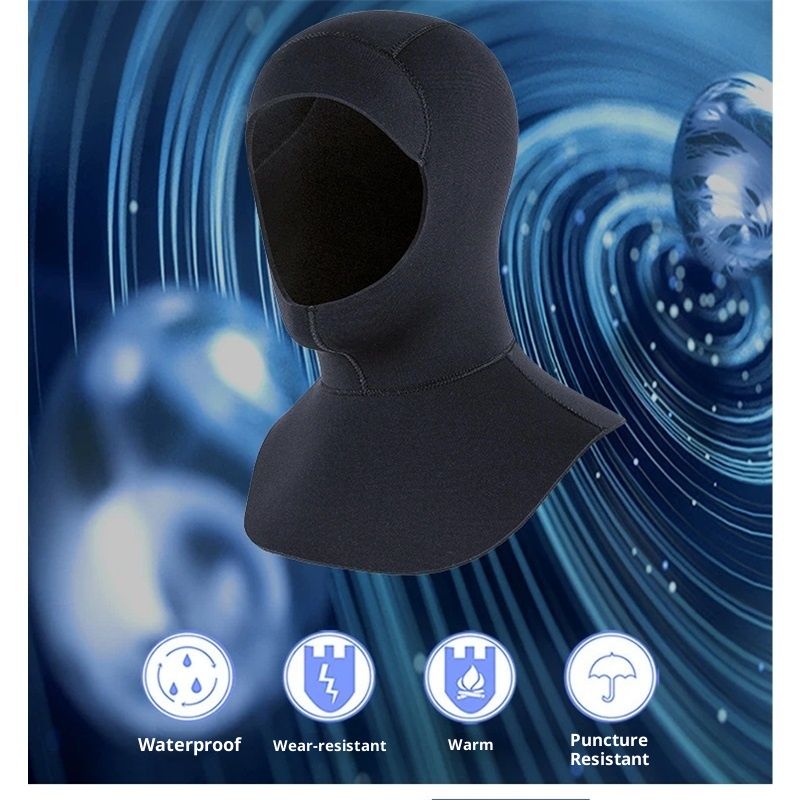 Neoprene Wetsuit Hood Scuba Diving Hood 5MM for Men Women Youth, Bib Dive Cap Surfing Thermal Hood for Kayaking Snorkeling Swimming Sailing Canoeing Water Sports（59-62 cm）