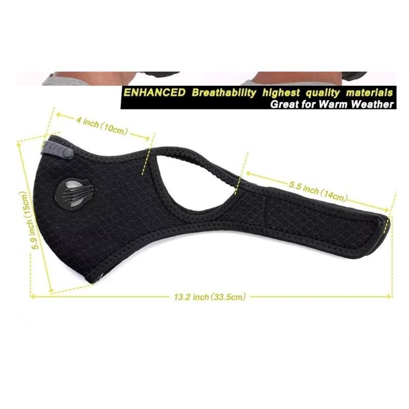 4 Pack Unisex Adjustable Reusable Washable Dust Protect Mouth Cover with 8Carbon Filters and 8 Breathing Valves for Bicycle Running Riding Cycling Outdoor Sport Black