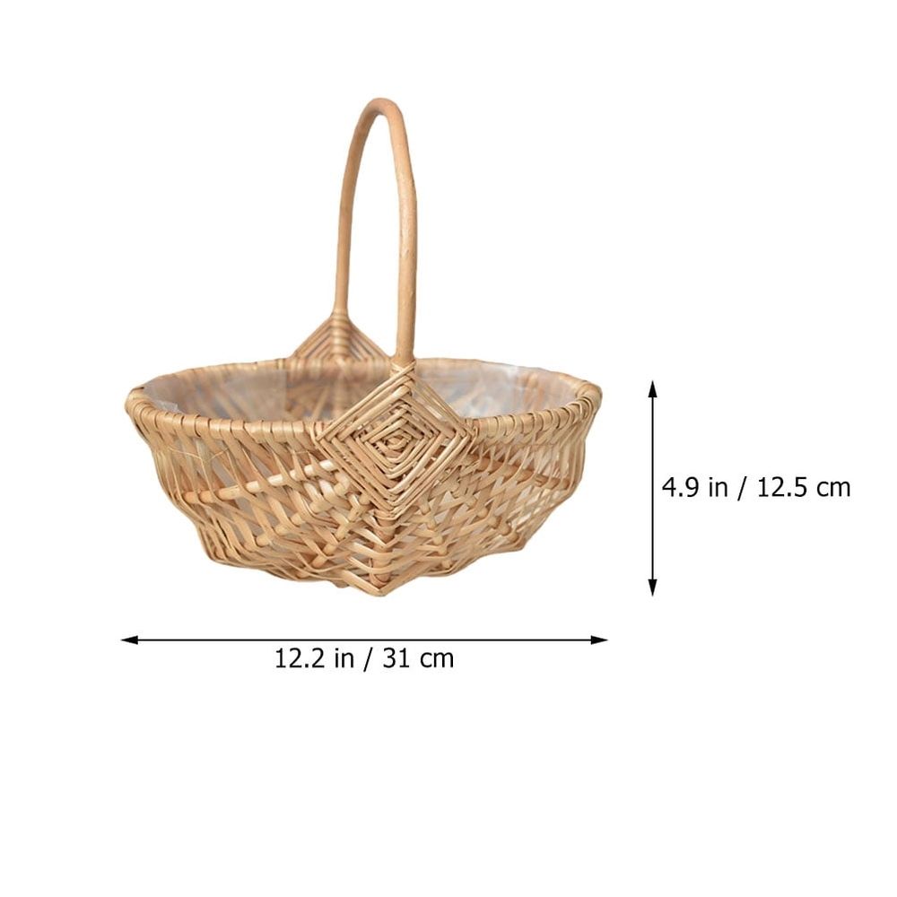 Wicker Flower Basket with Handle, 1 Set 31x22x12.5CM, Synthetic Material for Home Decor and
