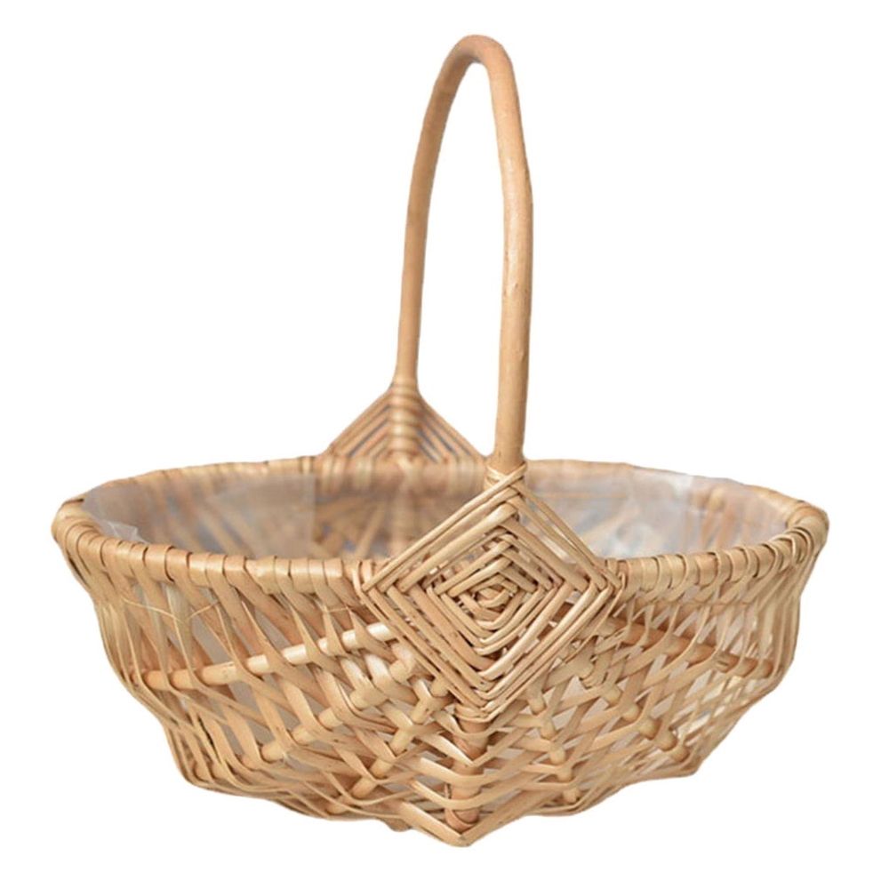 Wicker Flower Basket with Handle, 1 Set 31x22x12.5CM, Synthetic Material for Home Decor and