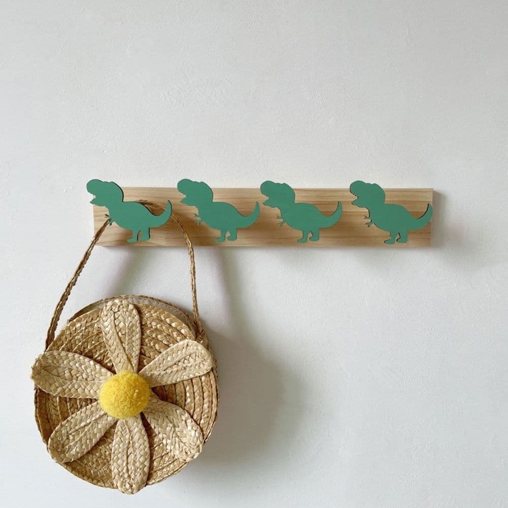 Wall Mount Coat Rack Wood Green 7.9 Inches