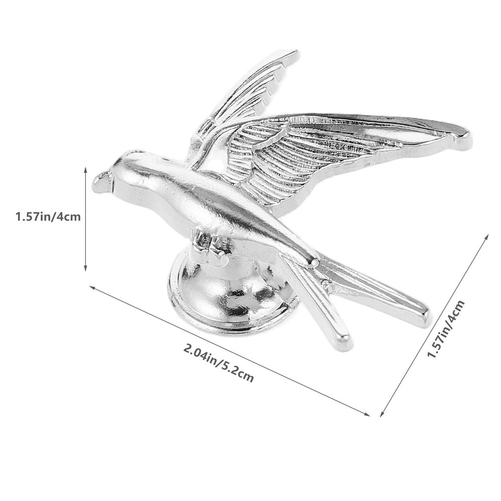 2Pcs Metal Bird Shaped Cabinet Handles Decorative Drawer Knobs Plated Silver