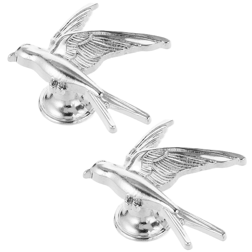 2Pcs Metal Bird Shaped Cabinet Handles Decorative Drawer Knobs Plated Silver