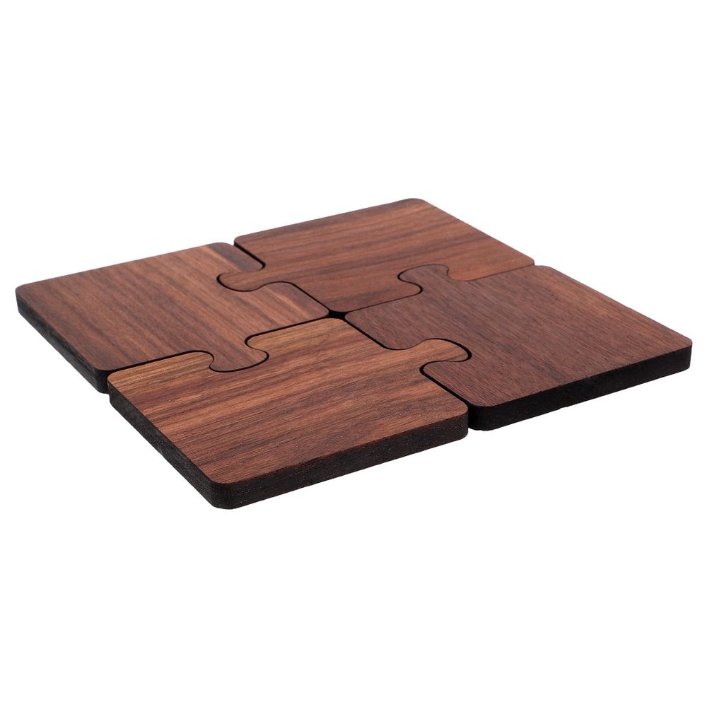 4Pcs Natural Wood Coasters for Drinks Dark Brown Heat Resistant Cup Pads for Household Use