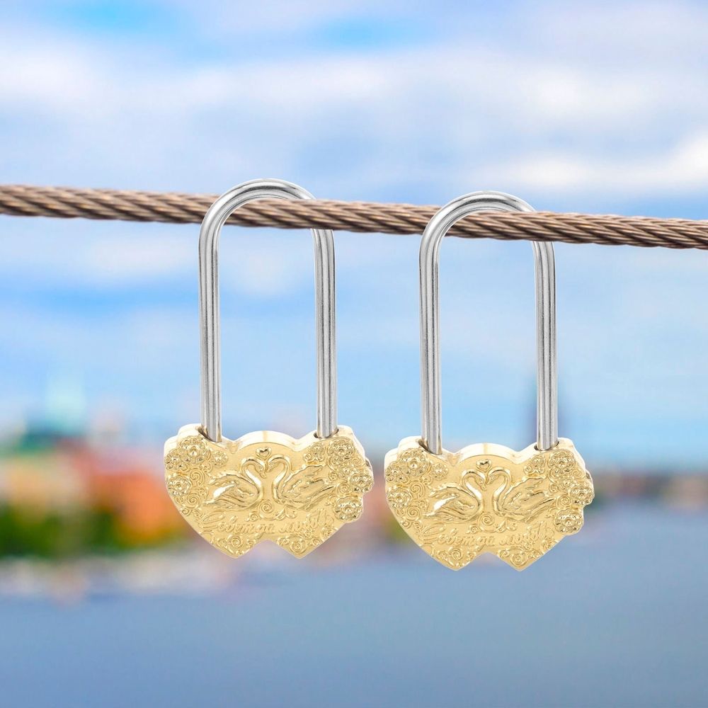 Metal Wish Padlock for Lovers Decorative Vintage Lock with Swan Pattern
