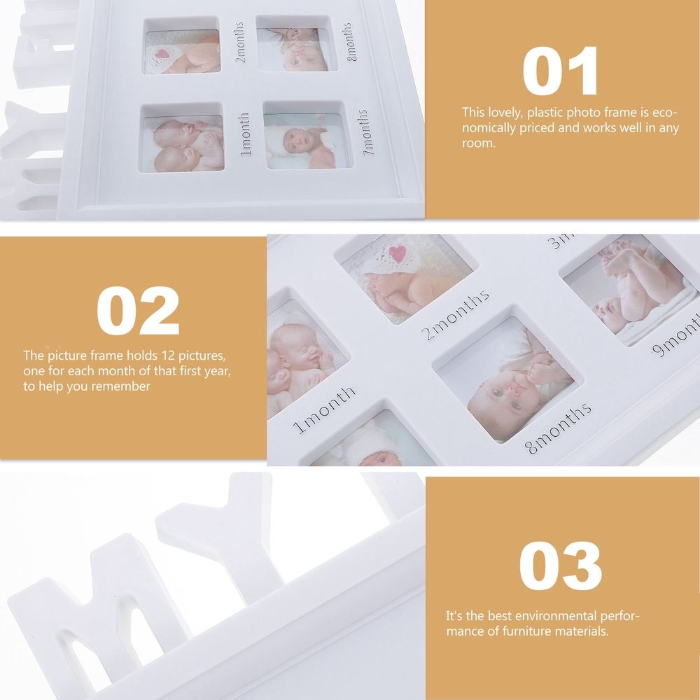 First Year Keepsake Photo Frame 41x20cm Synthesis Board for Cherished Memories and