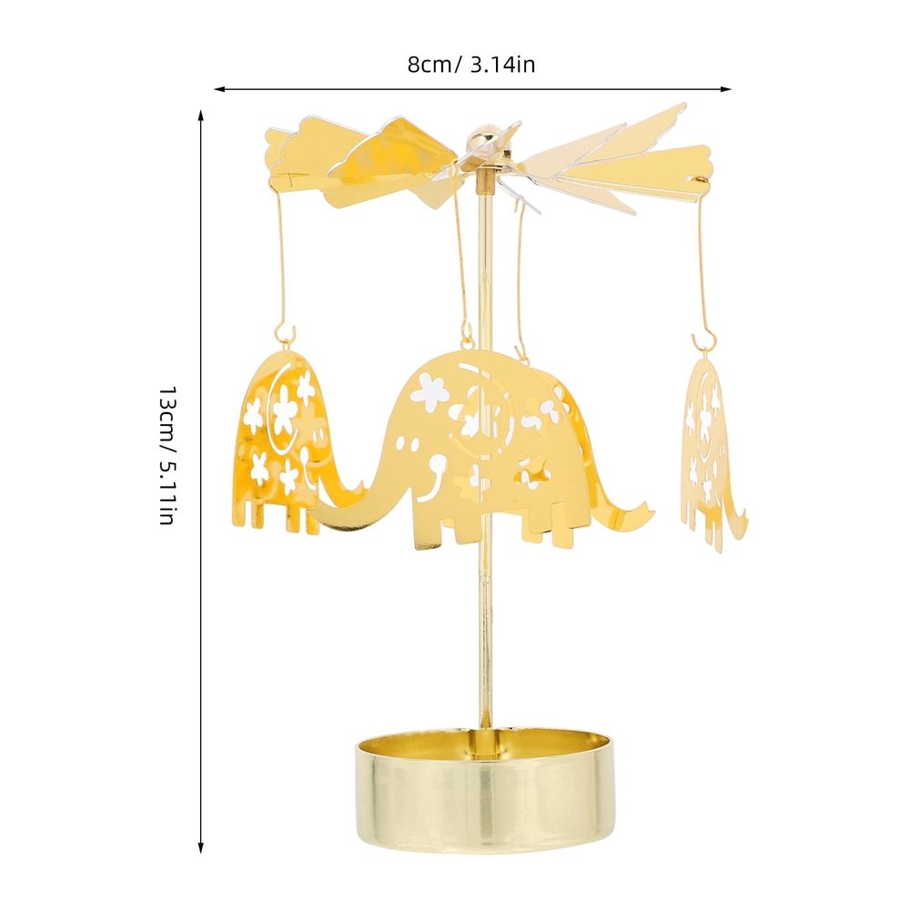 Golden Rotary Candle Holder Metal Carousel Table Centerpiece for Home Decor