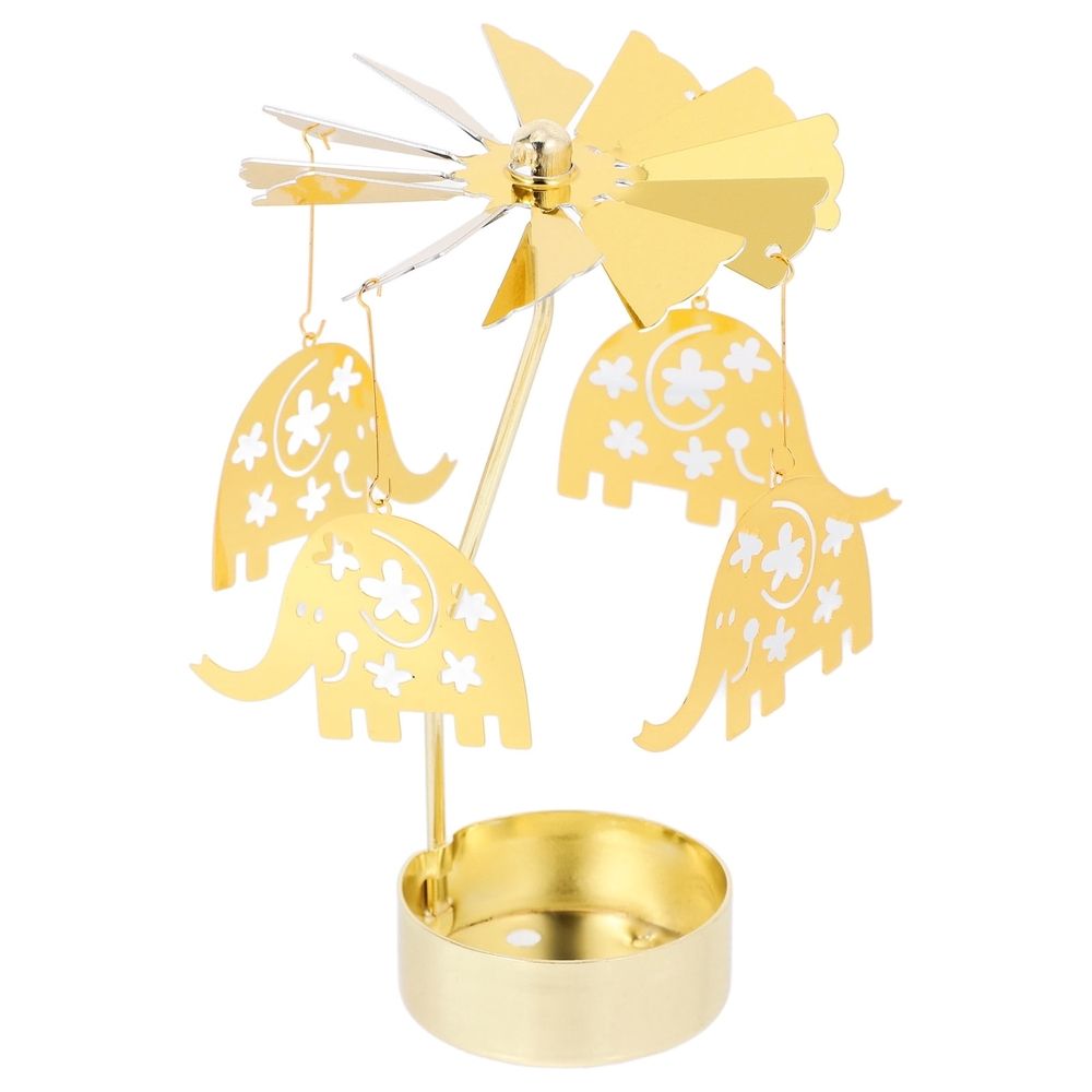 Golden Rotary Candle Holder Metal Carousel Table Centerpiece for Home Decor