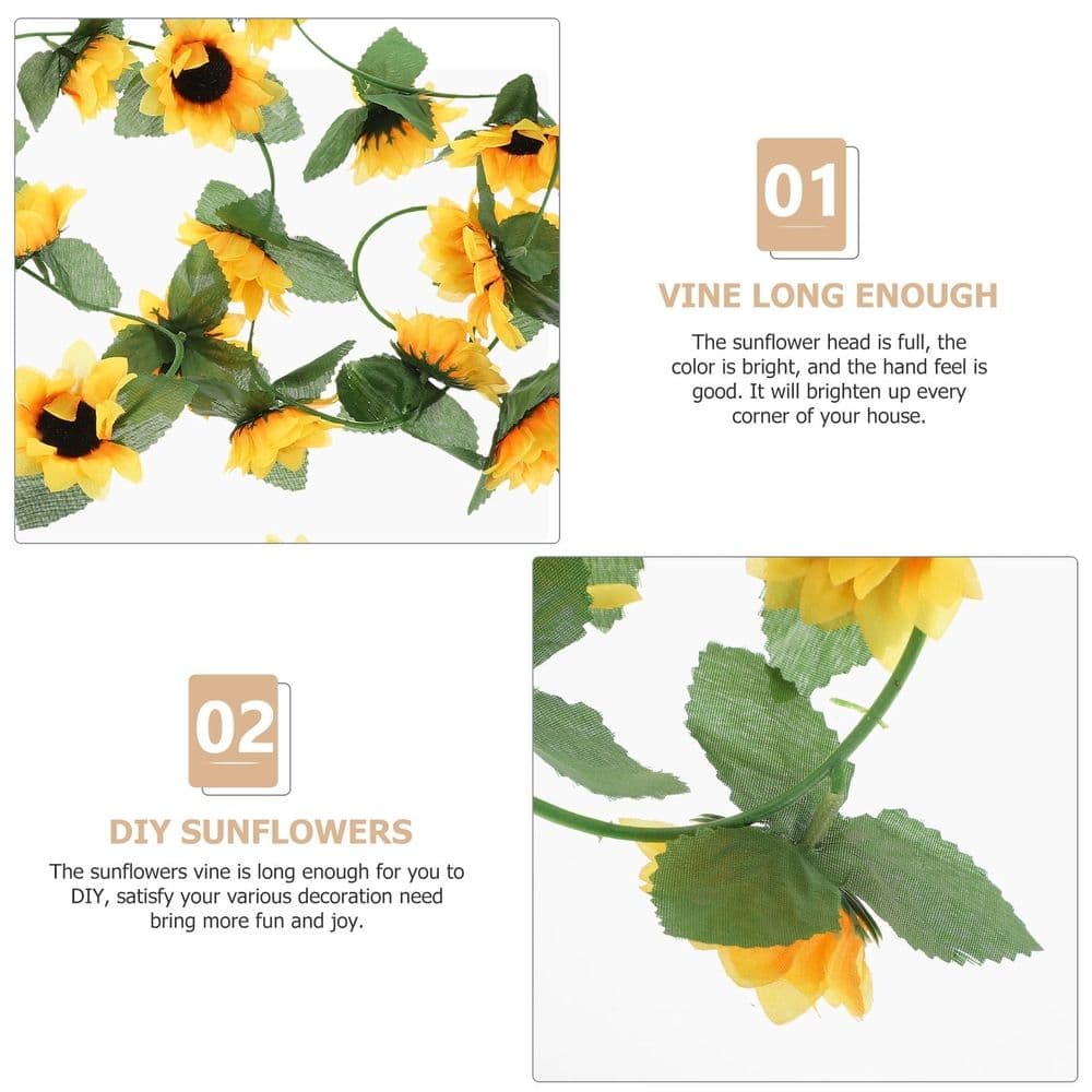 Flower Garlands Sunflower Vine Garland 230cm Yellow Green Multi Colors
